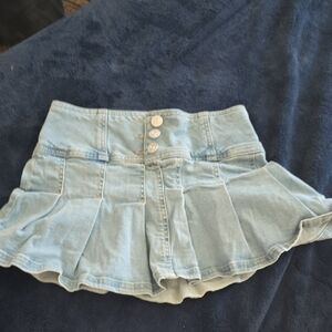BDG Light Blue Pleated Denim Skirt